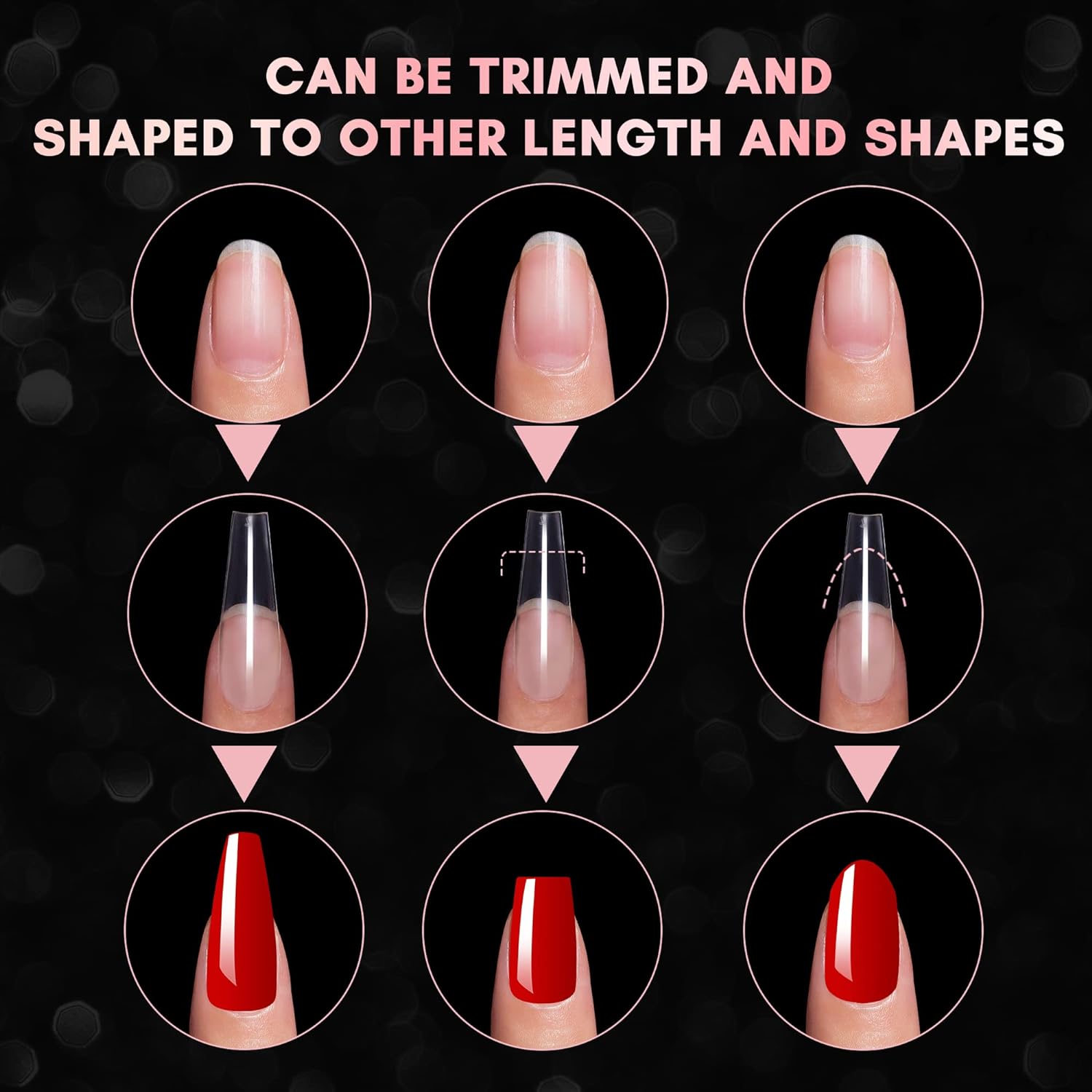 Solid Detachable Artificial Red Fake Nails French Long Ballerina False Nail  Tips | eBay